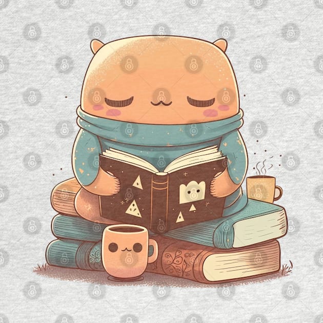 Magical Reading Companion - Adorable Kawaii Character Design for Book Lovers by laverdeden